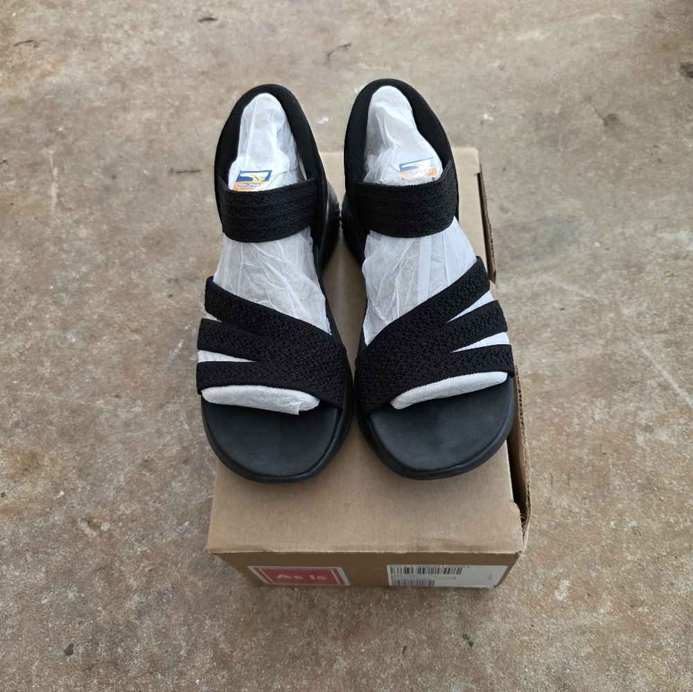 Skechers Women's Black Slip On Sandals